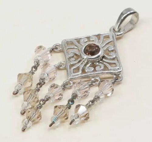 Vintage Milor Sterling silver handmade pendant, 925 silver with and crystal