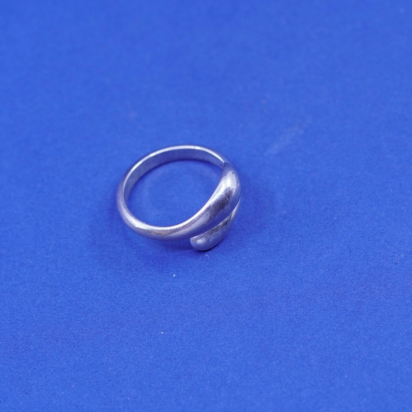 Size 8.25, vintage Sterling silver handmade wrapped ring, 925 statement band