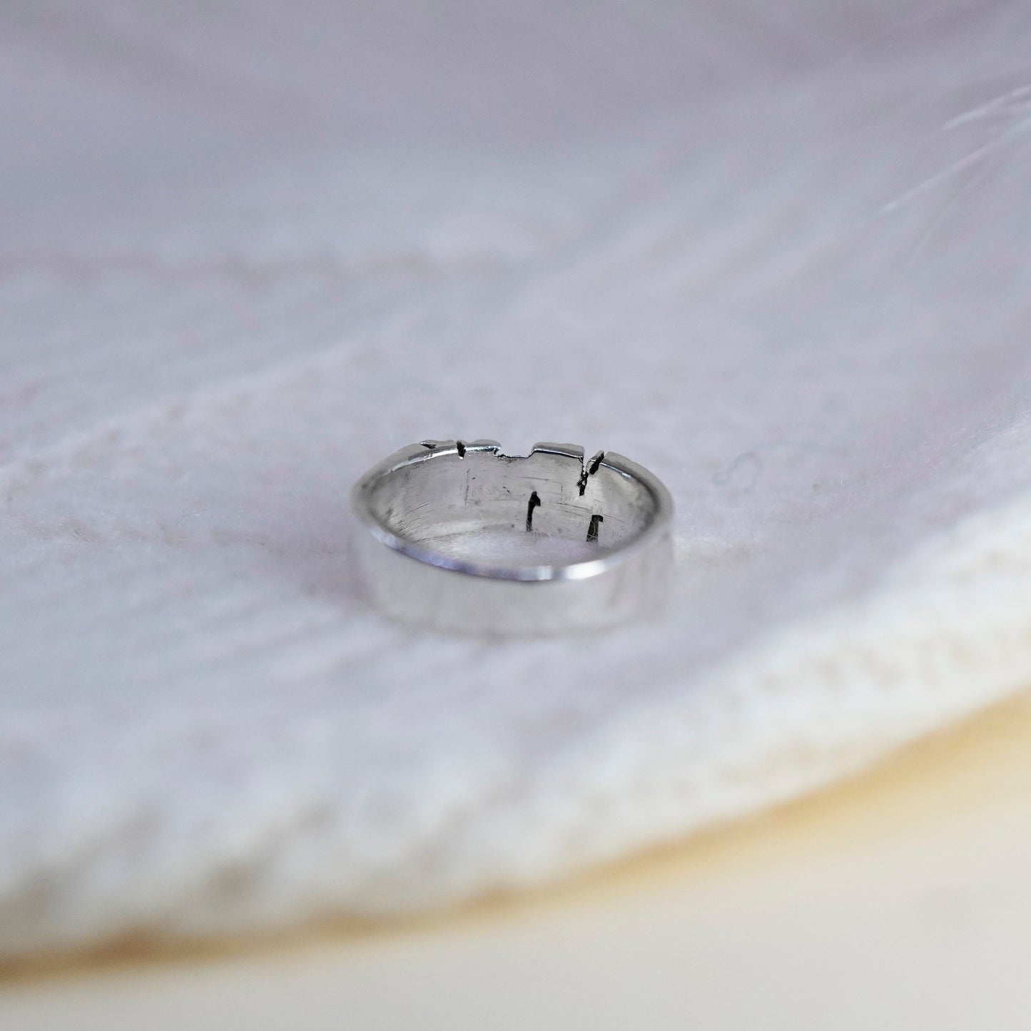 Size 7, vintage sterling silver handmade ring, 925 moe girl band