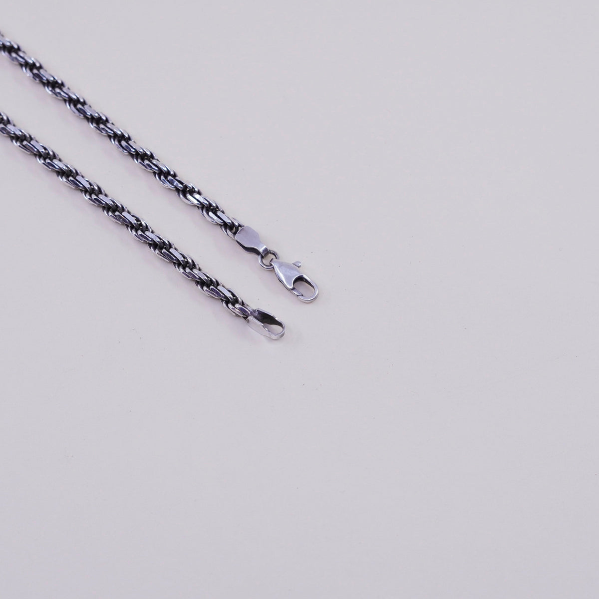 24”, 4mm, vintage Sterling silver necklace, 925 diamond rope chain