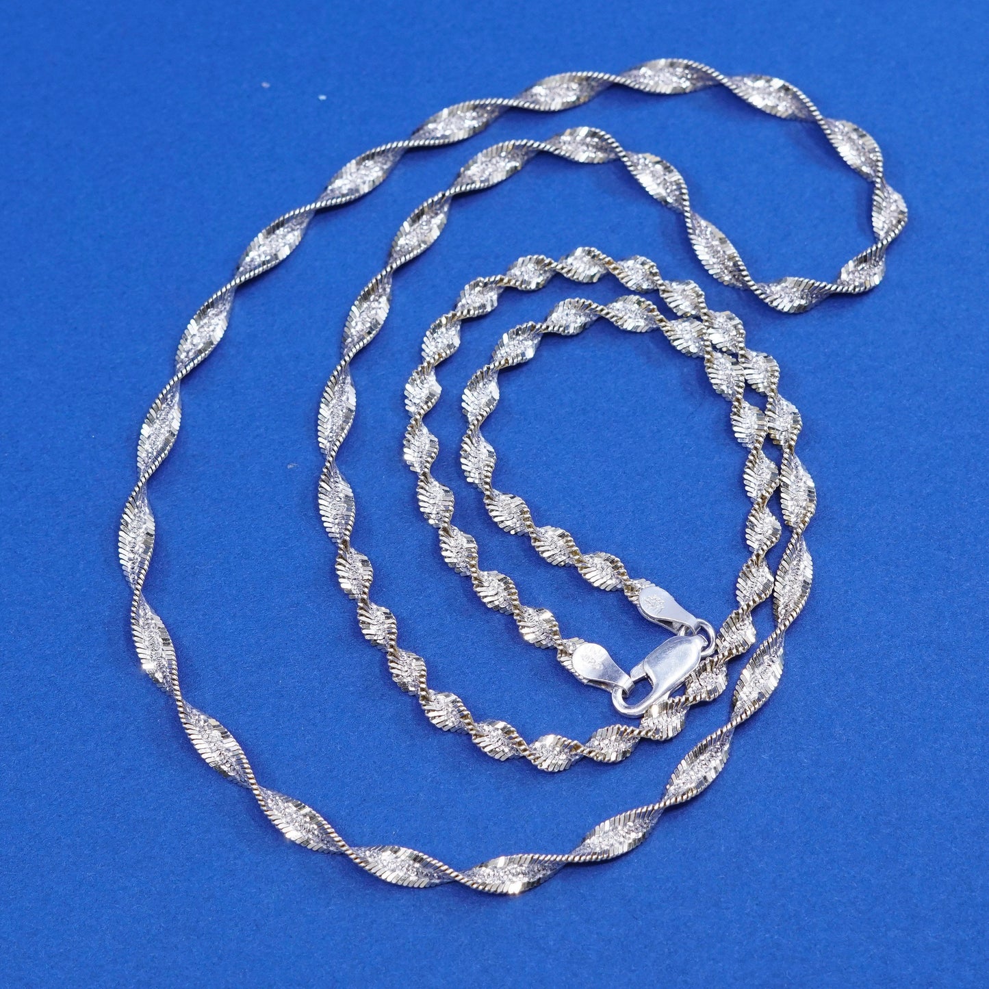 24”, vermeil gold over Sterling silver chain, 925 twisted herringbone necklace