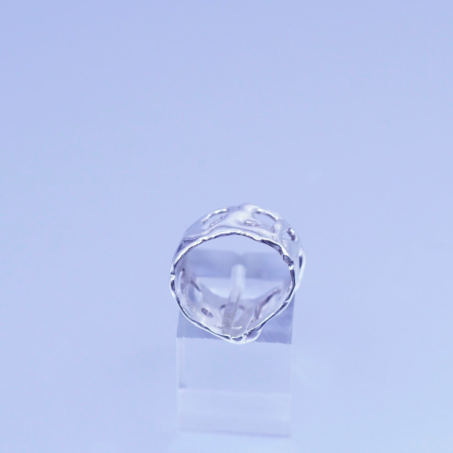 Size 4.75, southwestern Sterling 925 silver handmade ring, liquid silver band