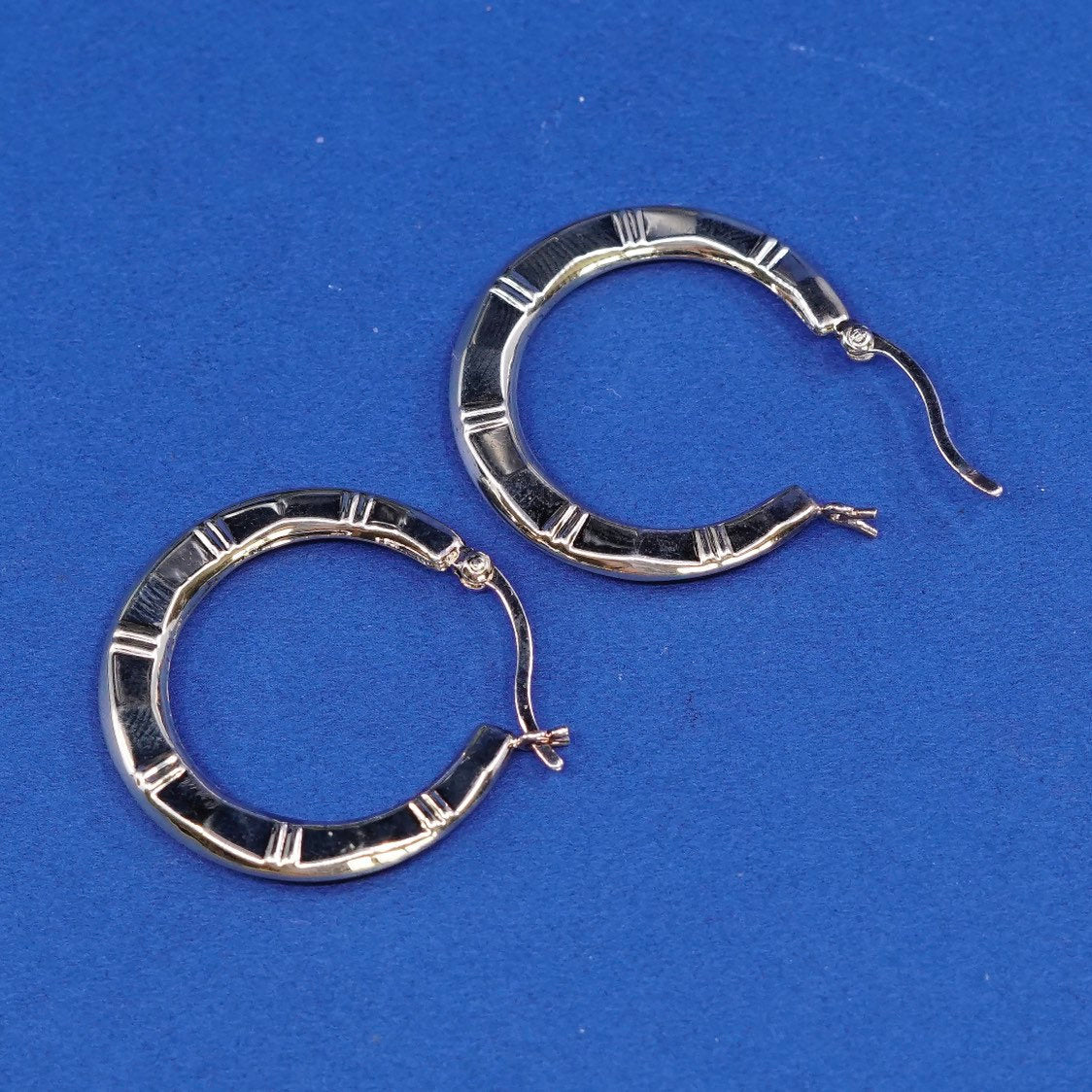 1", vtg gold over Sterling silver handmade hoop earrings, 925 huggie