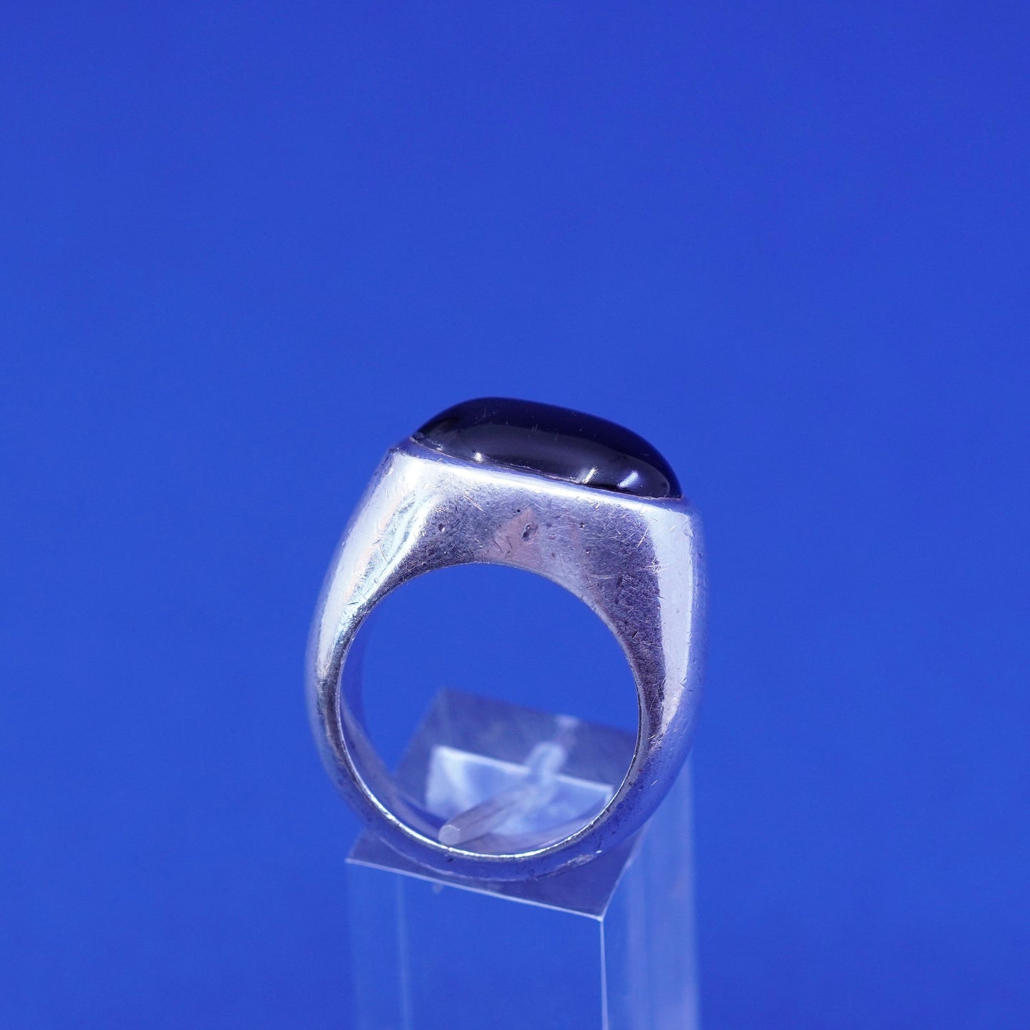 Size 9.25, vintage Sterling 925 silver handmade ring with oval tiger eye