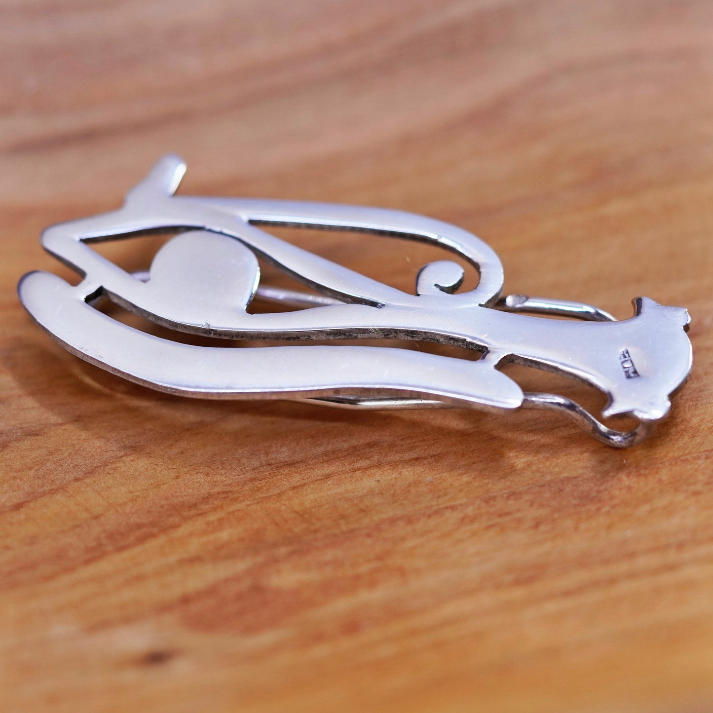 Vintage sterling silver tie clip, handmade 925 Eye of Horus