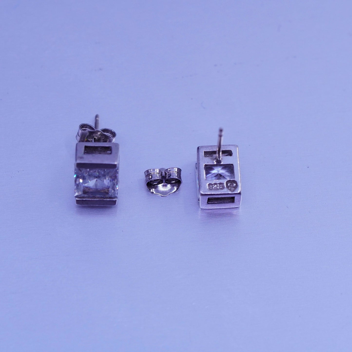 Vintage Sterling 925 silver earrings, studs with cz inlay