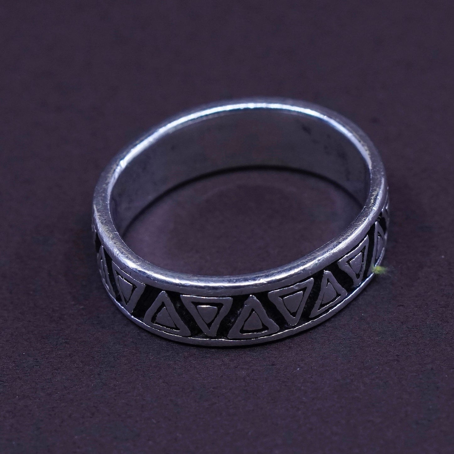 size 9.75, vtg PSCL Sterling silver handmade ring, 925 triangular textured band