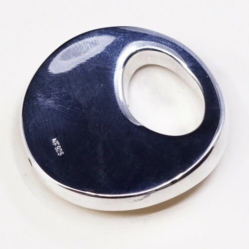Vintage Sterling Silver Handmade Pendant, Sun Circle Shaped Pendant