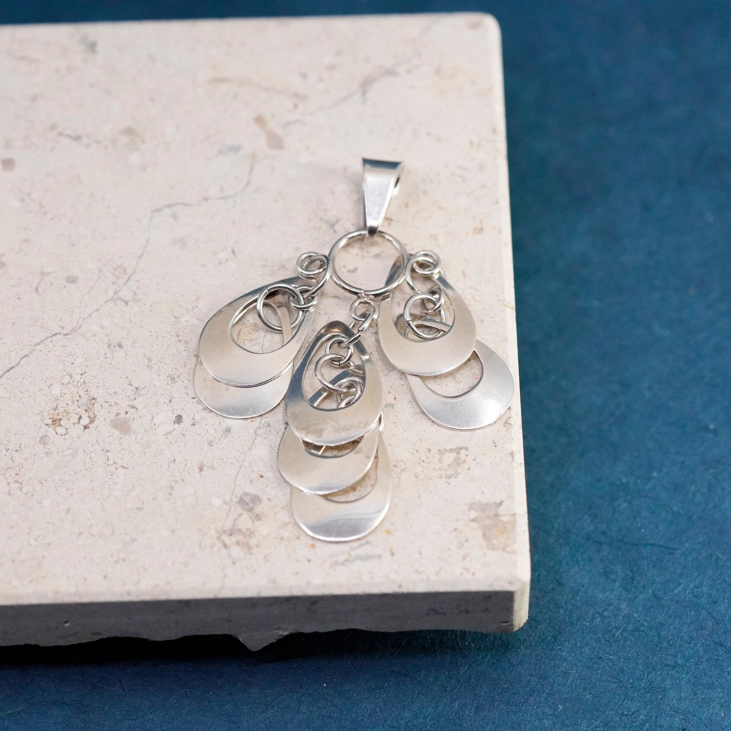 Vintage Sterling silver handmade pendant, 925 cluster teardrop