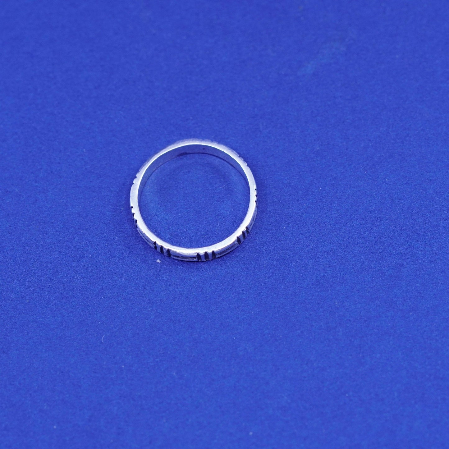 Size 6, vintage Sterling silver handmade ring, textured 925 stackable band