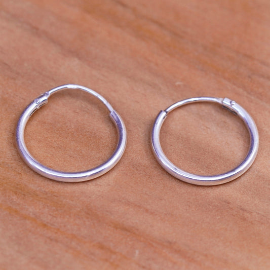 0.5”, vintage Sterling silver hoop earrings, 925 hoops