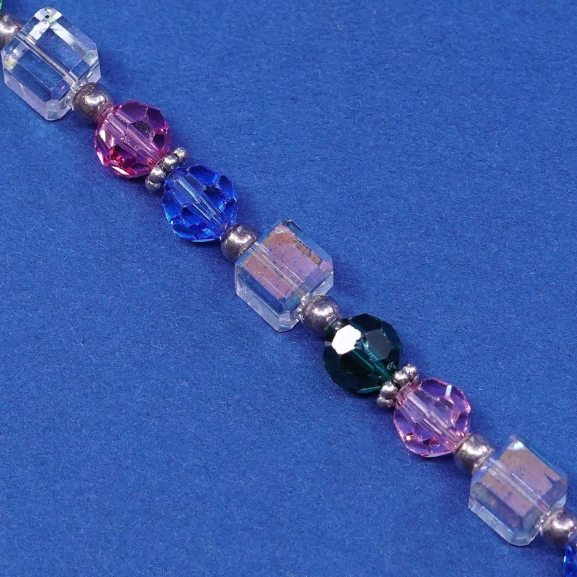 7”, sterling silver handmade bracelet 925 Apple charm w/ crystal beads N toggle