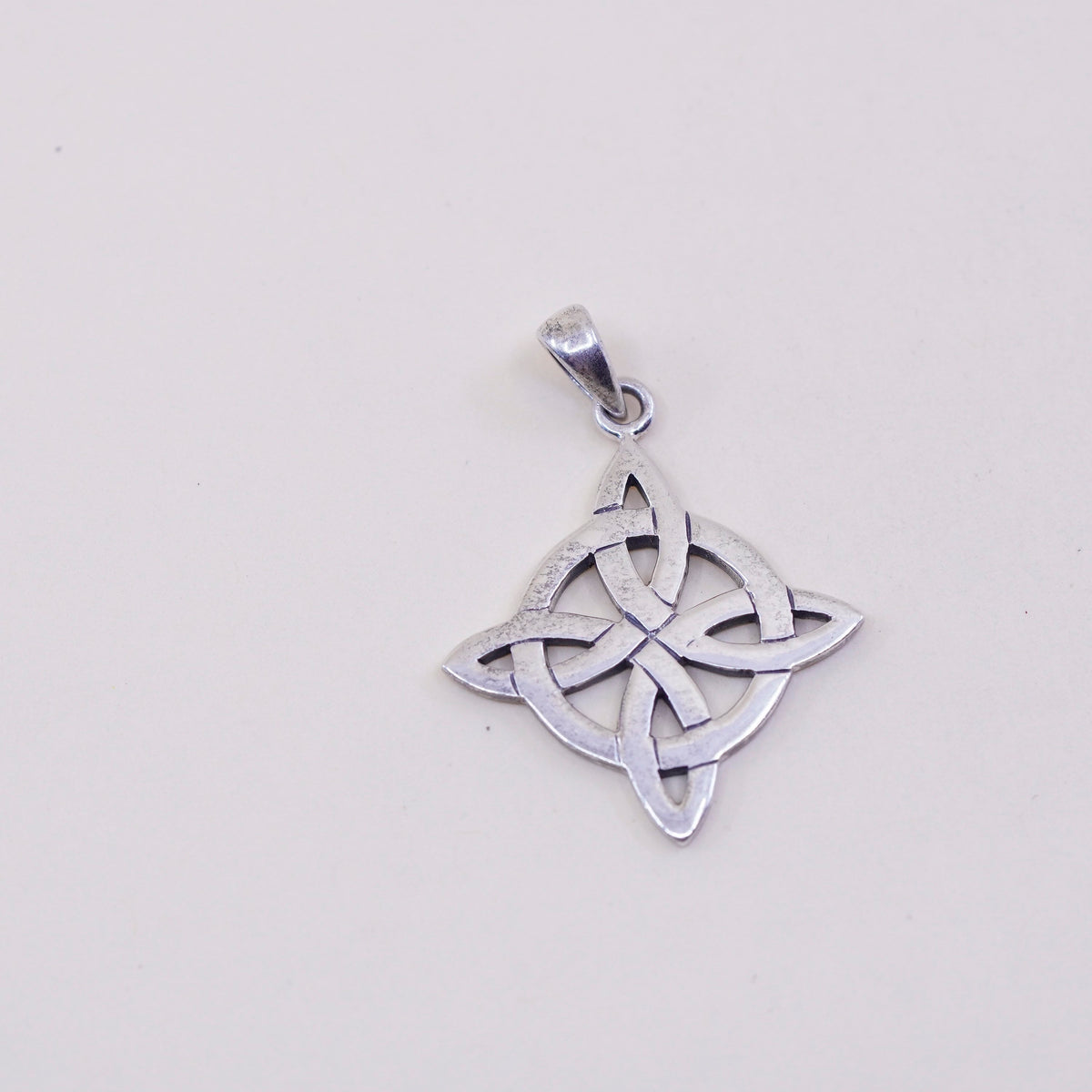 vtg PSCL sterling silver handmade pendant, 925 Irish Celtic knit filigree charm