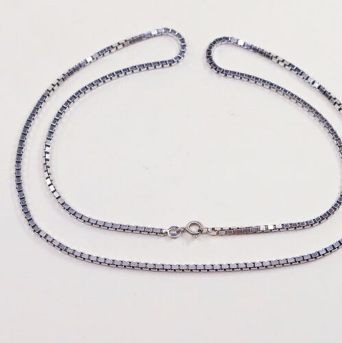 24”, 2mm, Vtg 925 Sterling Silver Box Link chain necklace, Stamped 925 Italy