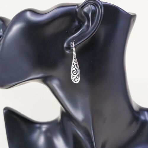 Vtg Sterling 925 Silver Handmade Filigree Teardrop Shaped Earrings