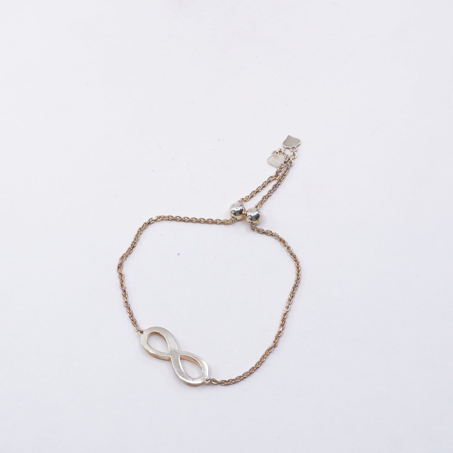 Adjustable”, vtg vermeil gold sterling 925 silver circle chain bracelet charm