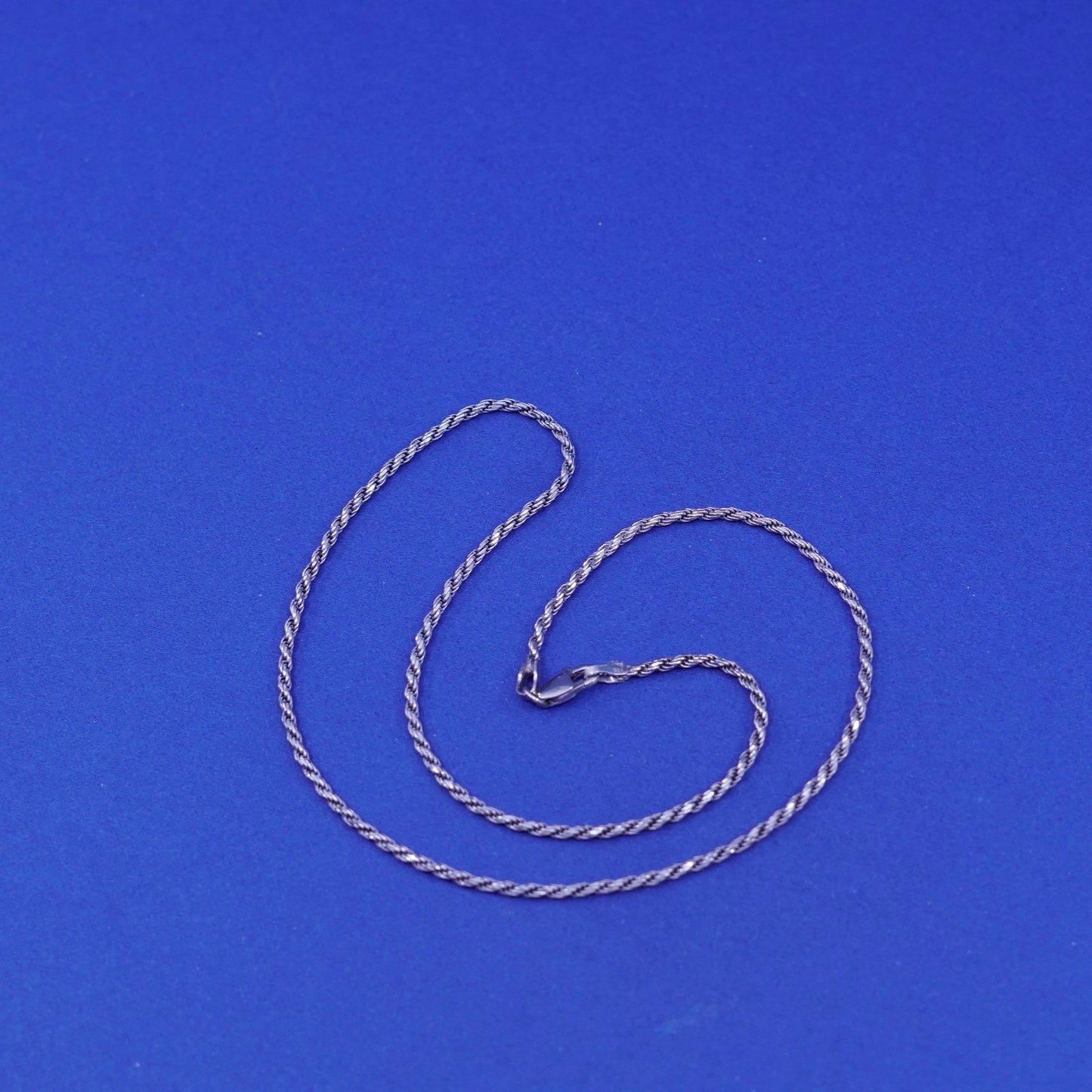 16”, 2mm, vintage Sterling silver handmade necklace, 925 diamond rope chain