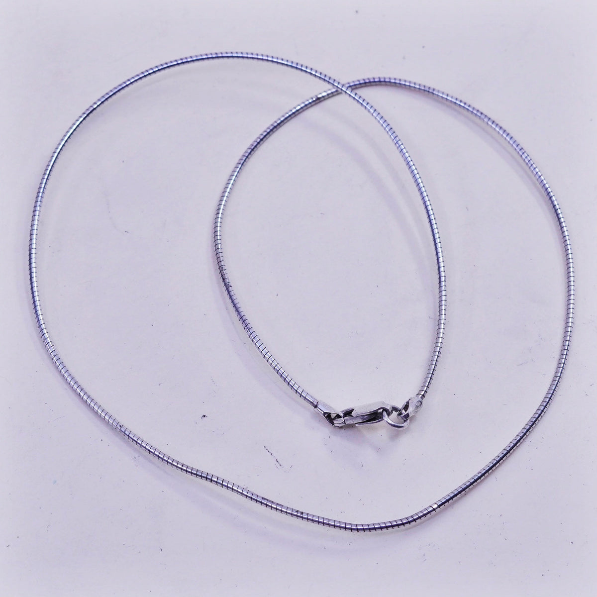 16”, 1mm, Vintage sterling silver snake chain, Italy 925 necklace