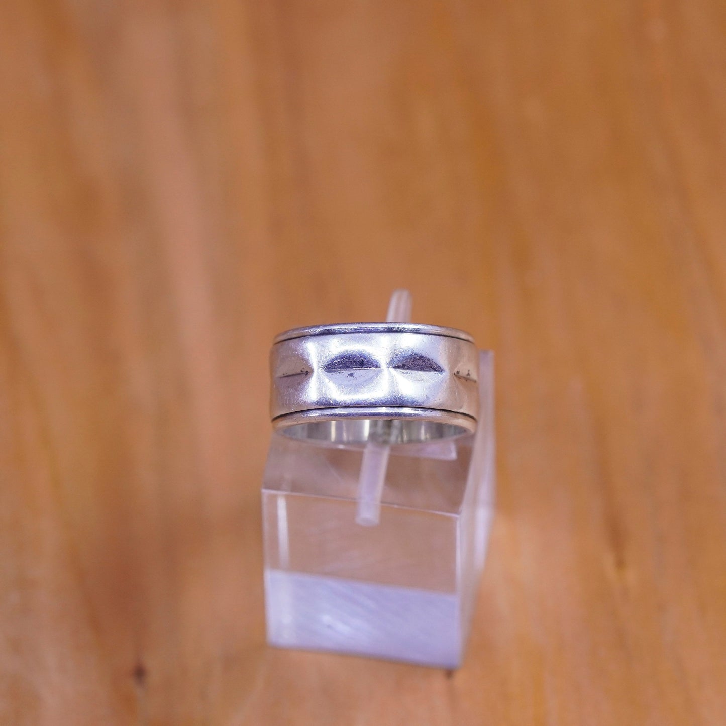 size 4.75, vintage designer Sterling silver handmade ring, 925 wide band