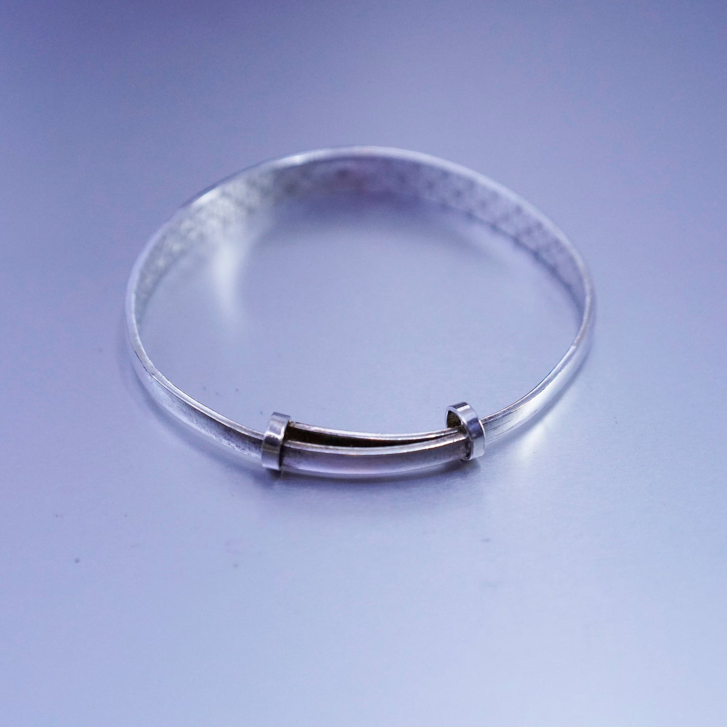 Size adjustable, Vintage Sterling 925 silver handmade bracelet, textured bangle