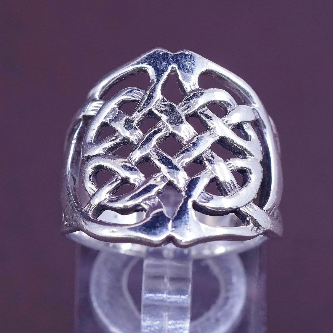 Size 8, VTG Sterling silver handmade wired ring, solid 925 silver Irish band
