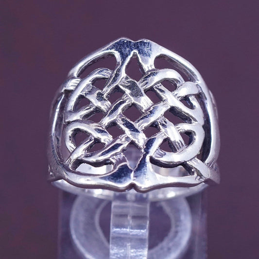 Size 8, VTG Sterling silver handmade wired ring, solid 925 silver Irish band
