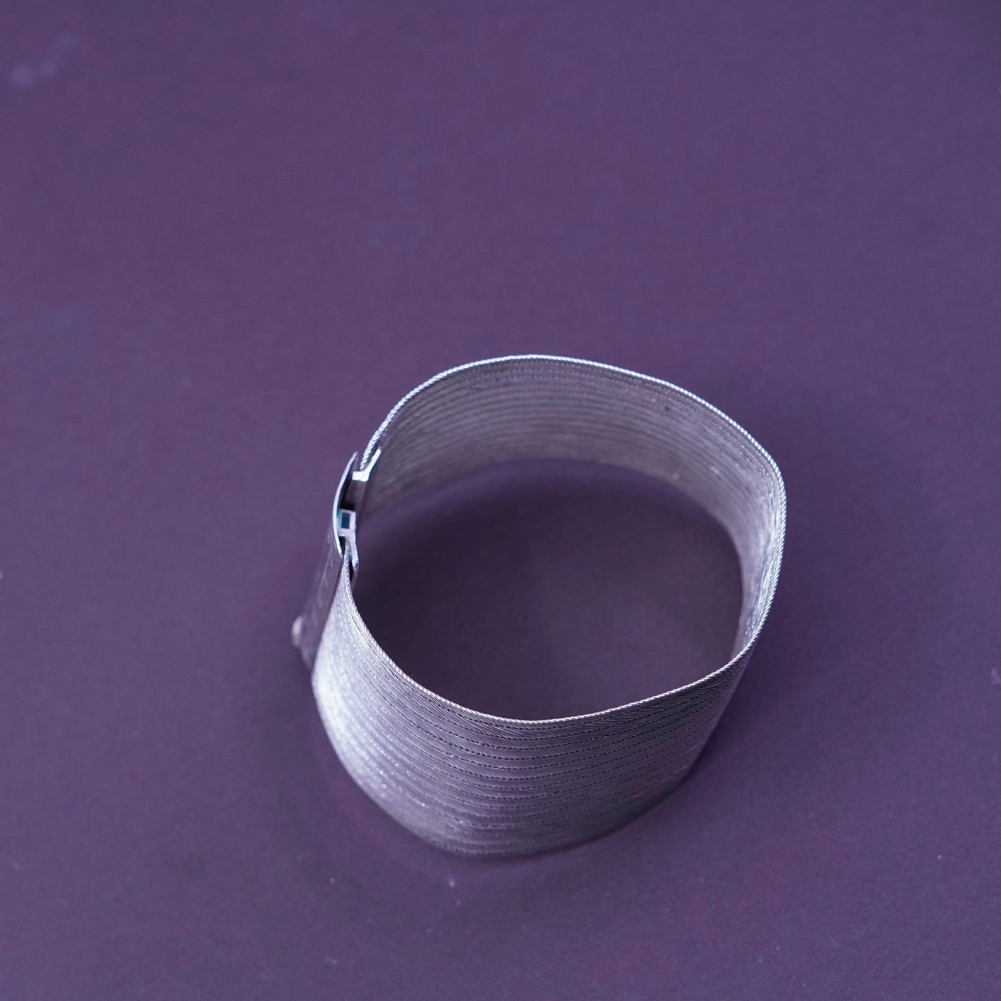 6”, Vintage Italy Sterling silver braided woven wide textured 900 bracelet