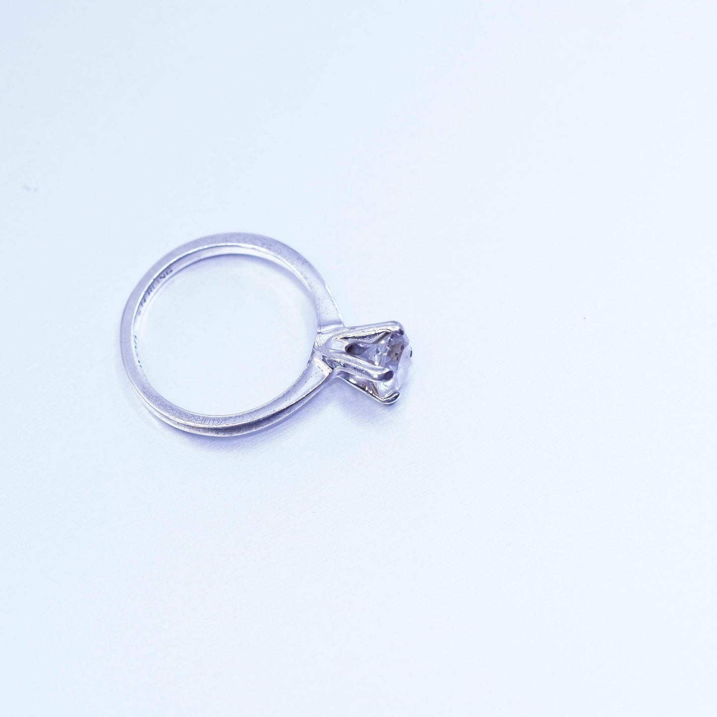 Size 5, vintage Avon Sterling 925 silver handmade engagement ring with Cz