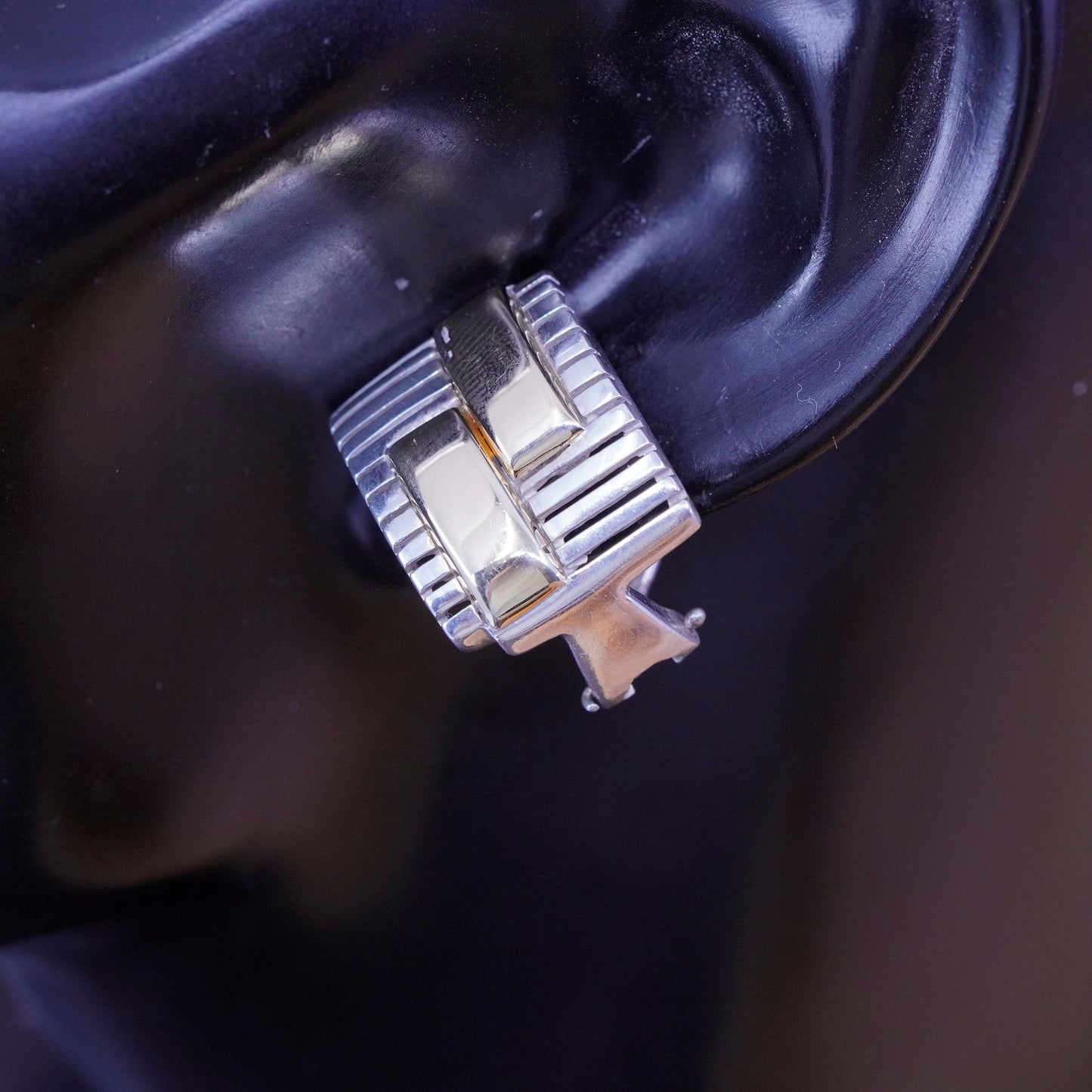 1”, WR 18K gold accent with sterling silver handmade earrings, modern 925 studs