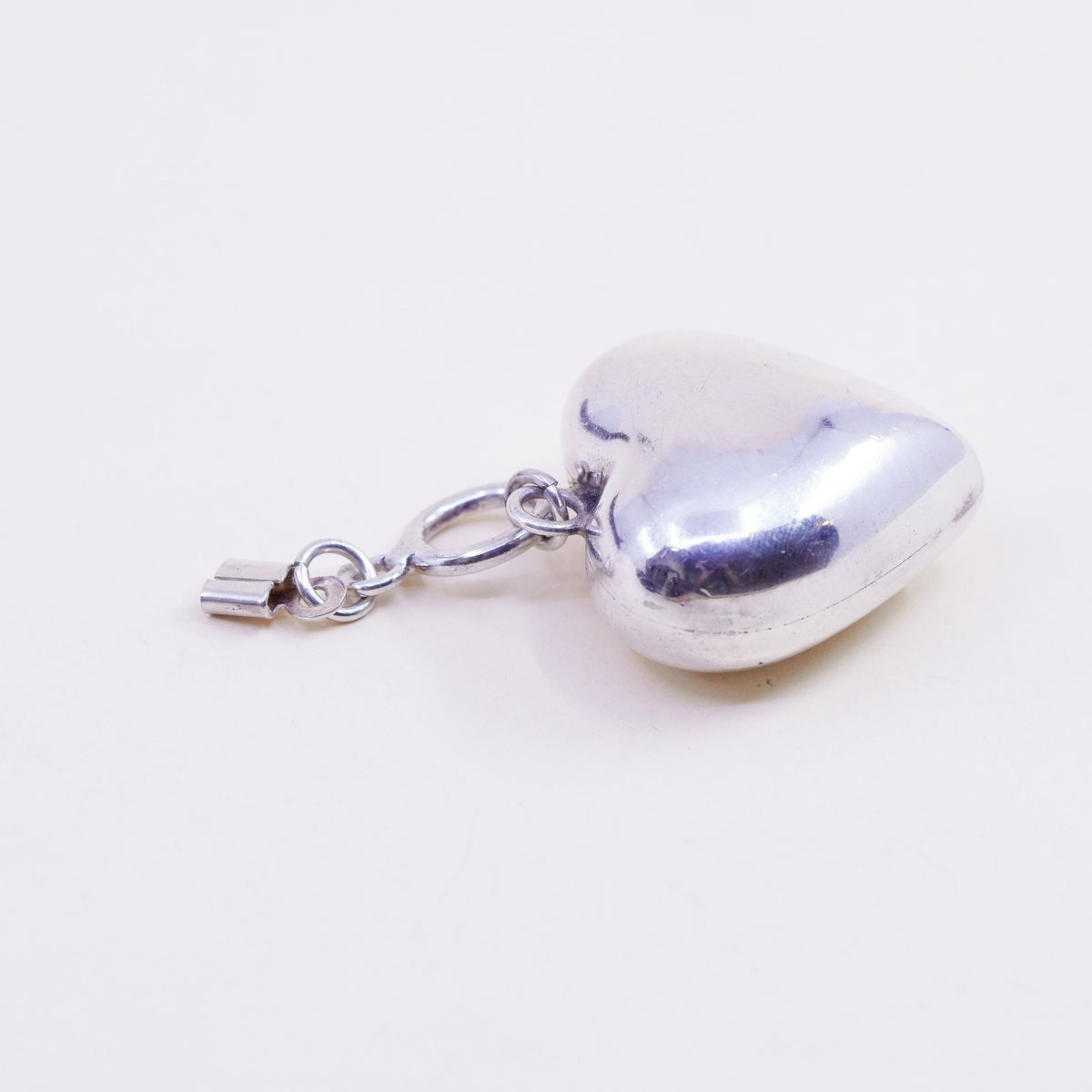 Vintage Mexico handmade sterling silver puffy heart, 925 pendant