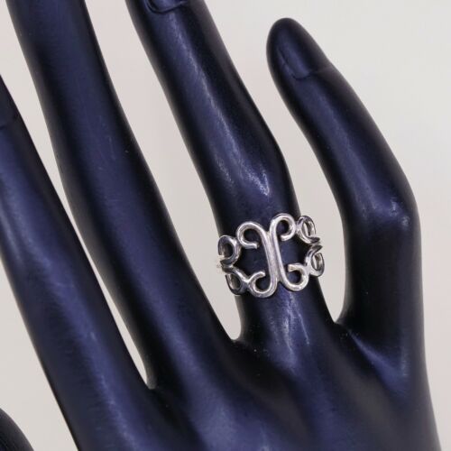 Sz 5, Vtg Sterling Silver Handmade Ring, 925 Silver Band W/ swirl, Silver Tested