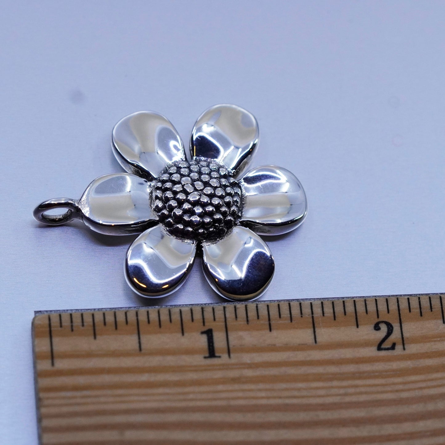 Vintage Mexico sterling 925 silver handmade sunflower flower pendant