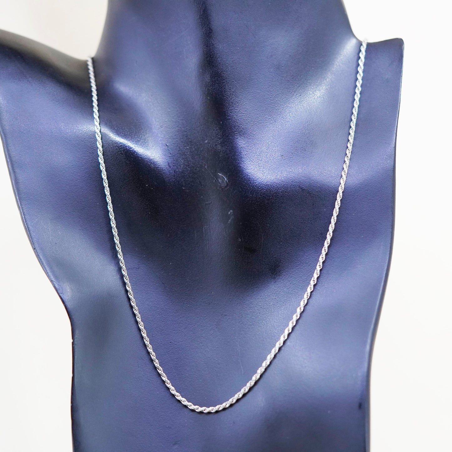 24”, 1.6mm, vintage Sterling silver necklace, 925 rope chain