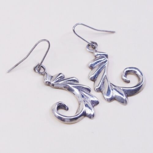 Vtg F Sterling Silver Handmade Earrings, Native American Solid 925 Curvy Wings