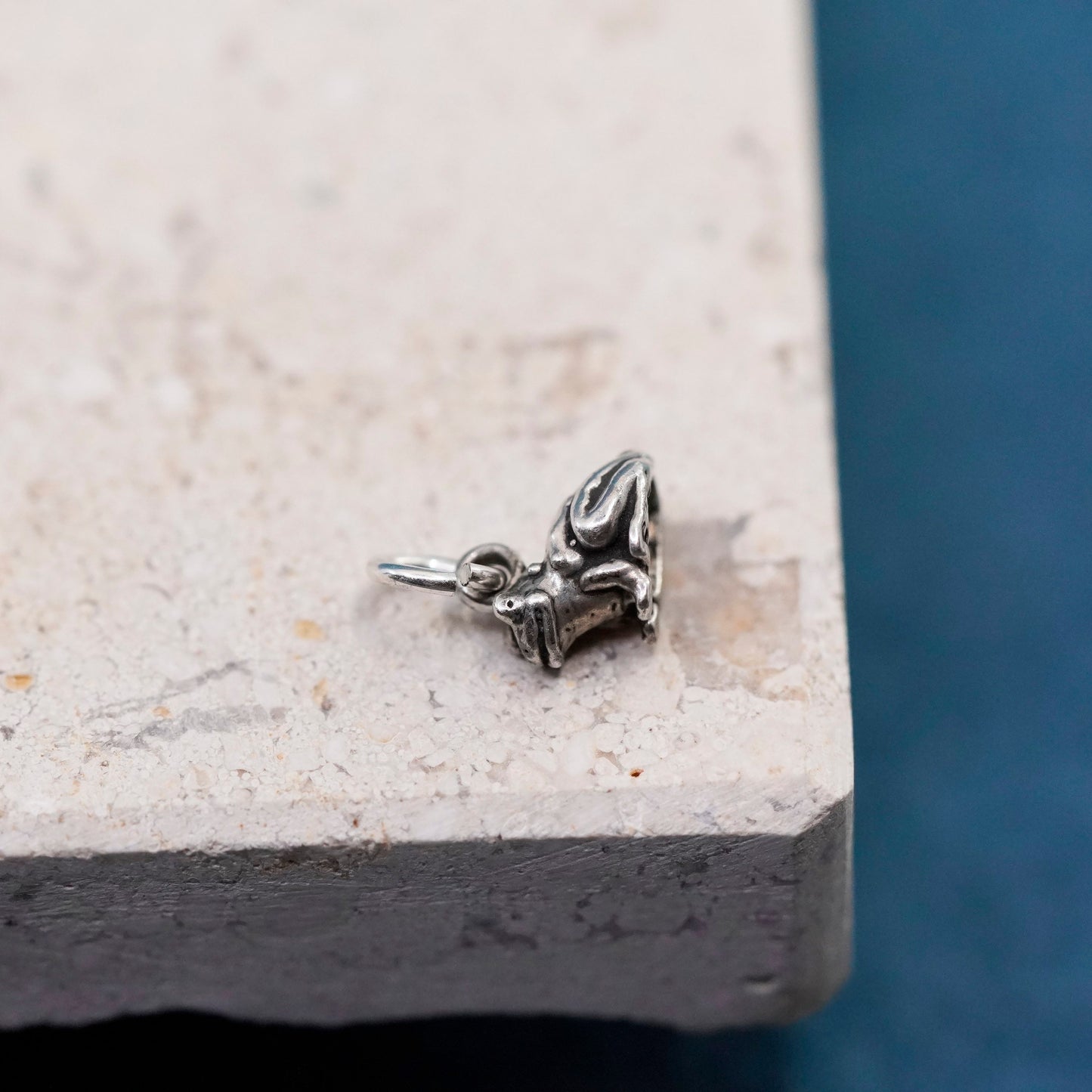 Vintage sterling sterling silver handmade pendant, 925 frog charm