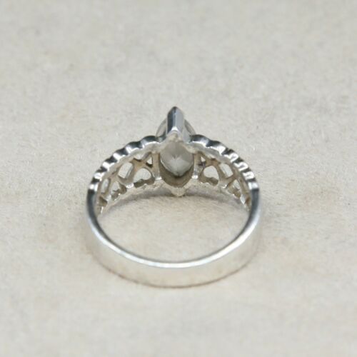 Sz 10, Sterling Silver Ring, 925 Silver Engagement Ring W/ Crystal