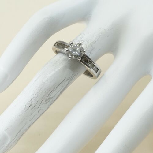 Sz 7.5, Vtg Sterling Silver Ring, 925 Silver Engagement Ring W/ Crystal