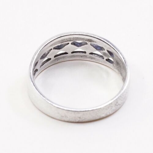 Size 8, Vtg Sterling Silver Handmade Ring, 925 Silver Band W/ Filigree Detail