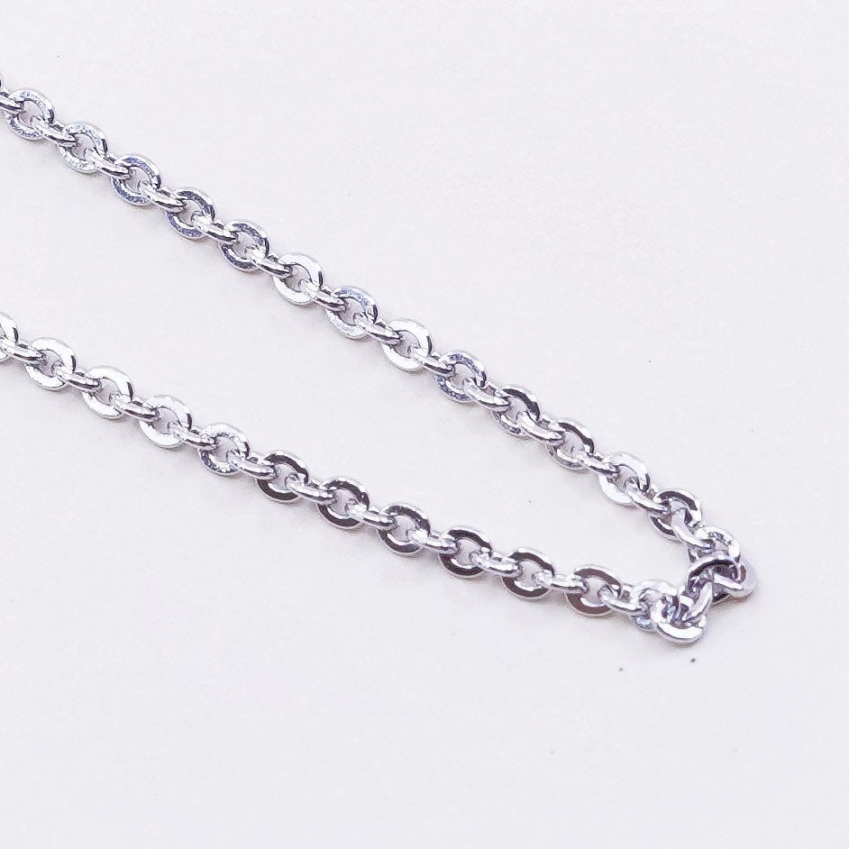 18”, 1.6mm, Vintage sterling silver flatten circle chain, Italy 925 necklace