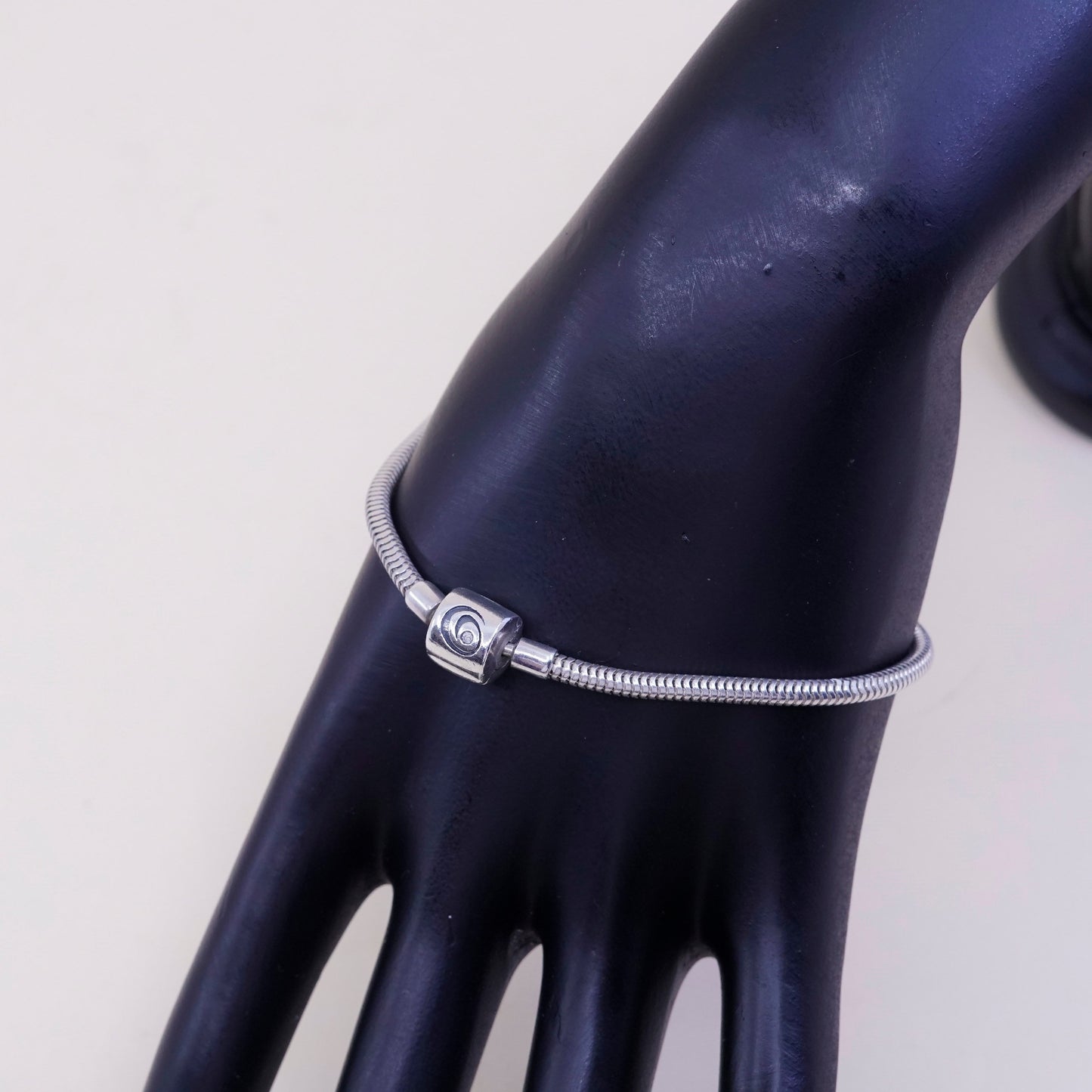 7.25”, 3mm, vintage Italy halia Sterling 925 silver bracelet, bold snake chain