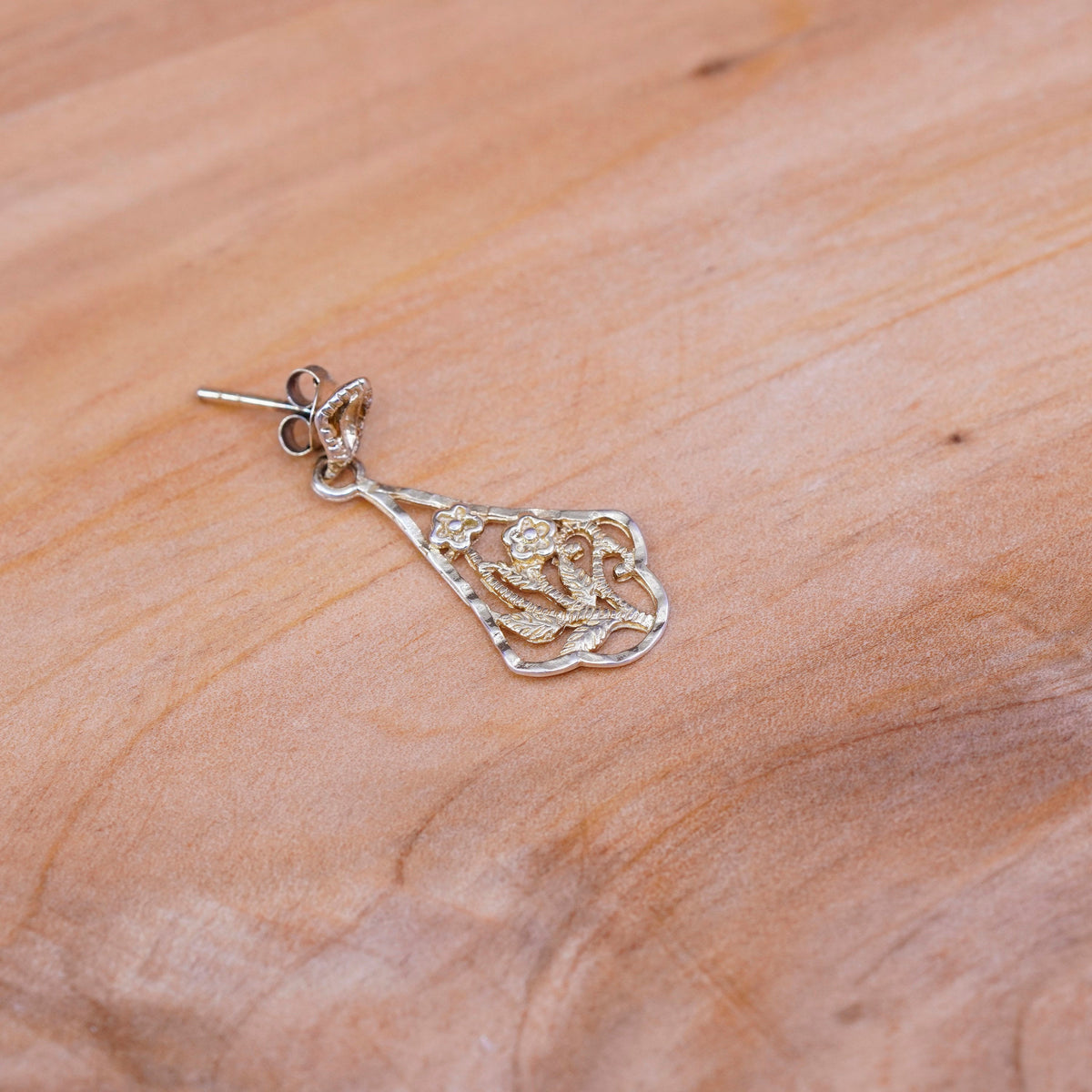 gold over vermeil Sterling silver earrings, 925 Filigree teardrop beads drops