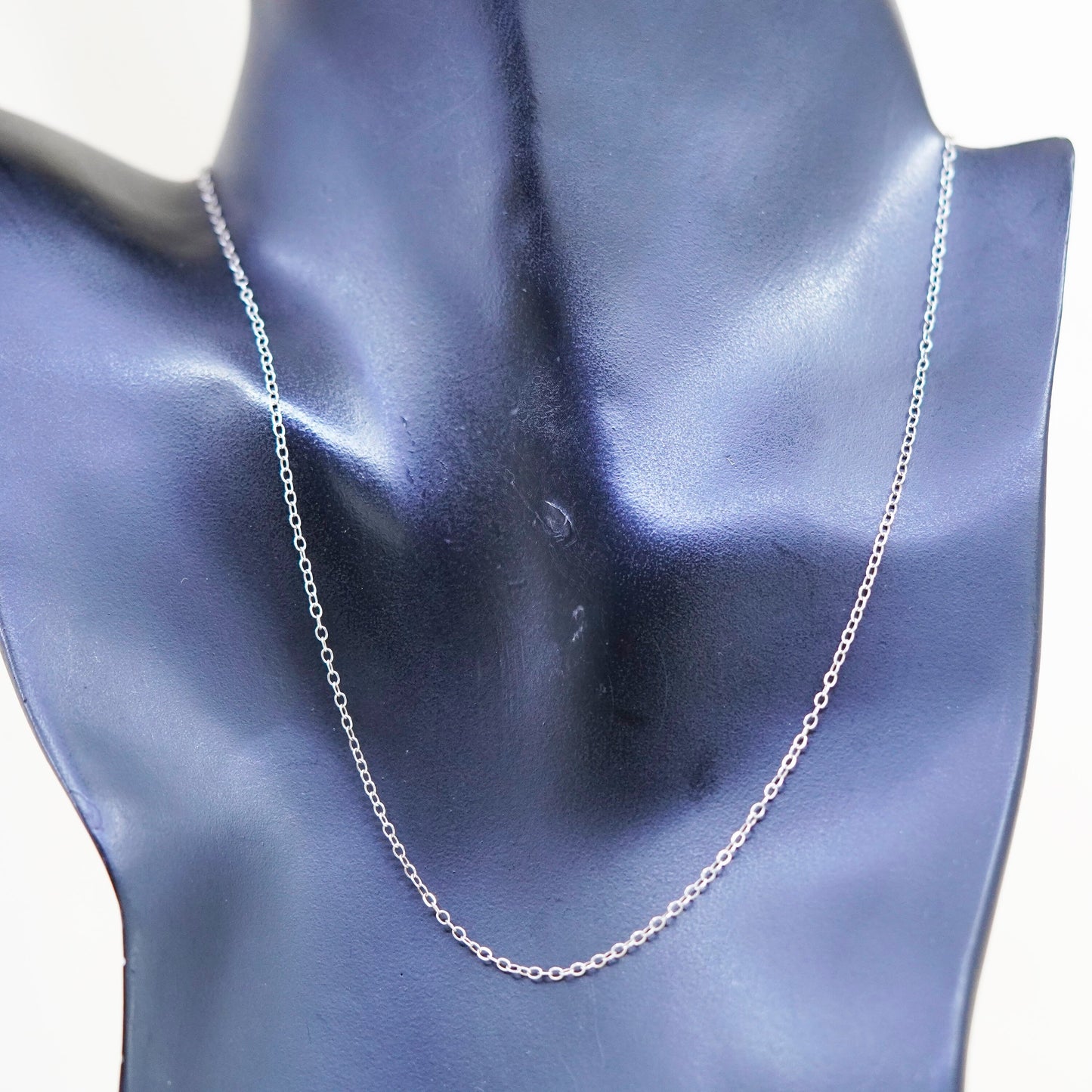 18”, 1mm, Vintage sterling silver flatten circle chain, Italy 925 necklace