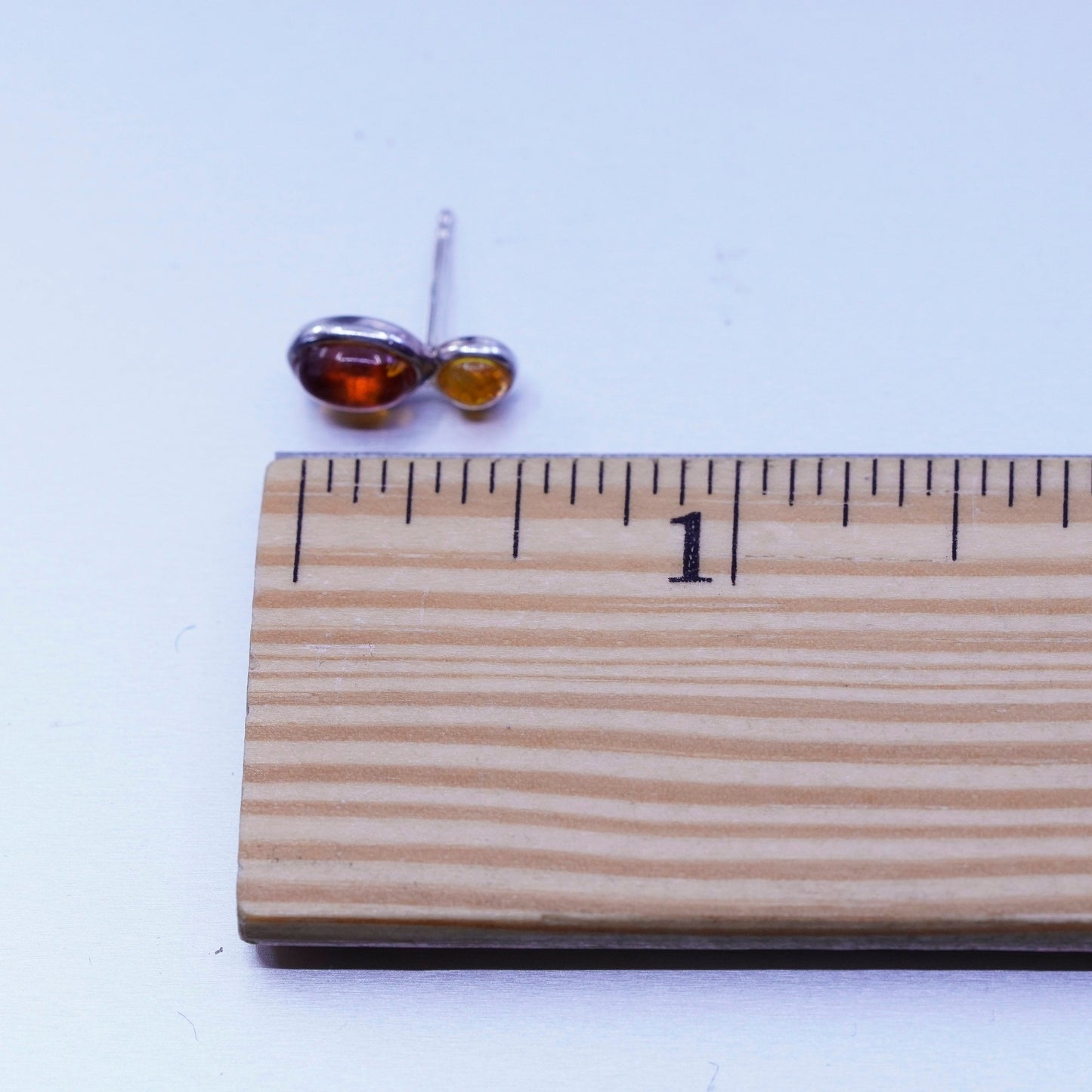 Vintage acleoni jewelry | handmade Sterling 925 silver studs earrings w/ amber