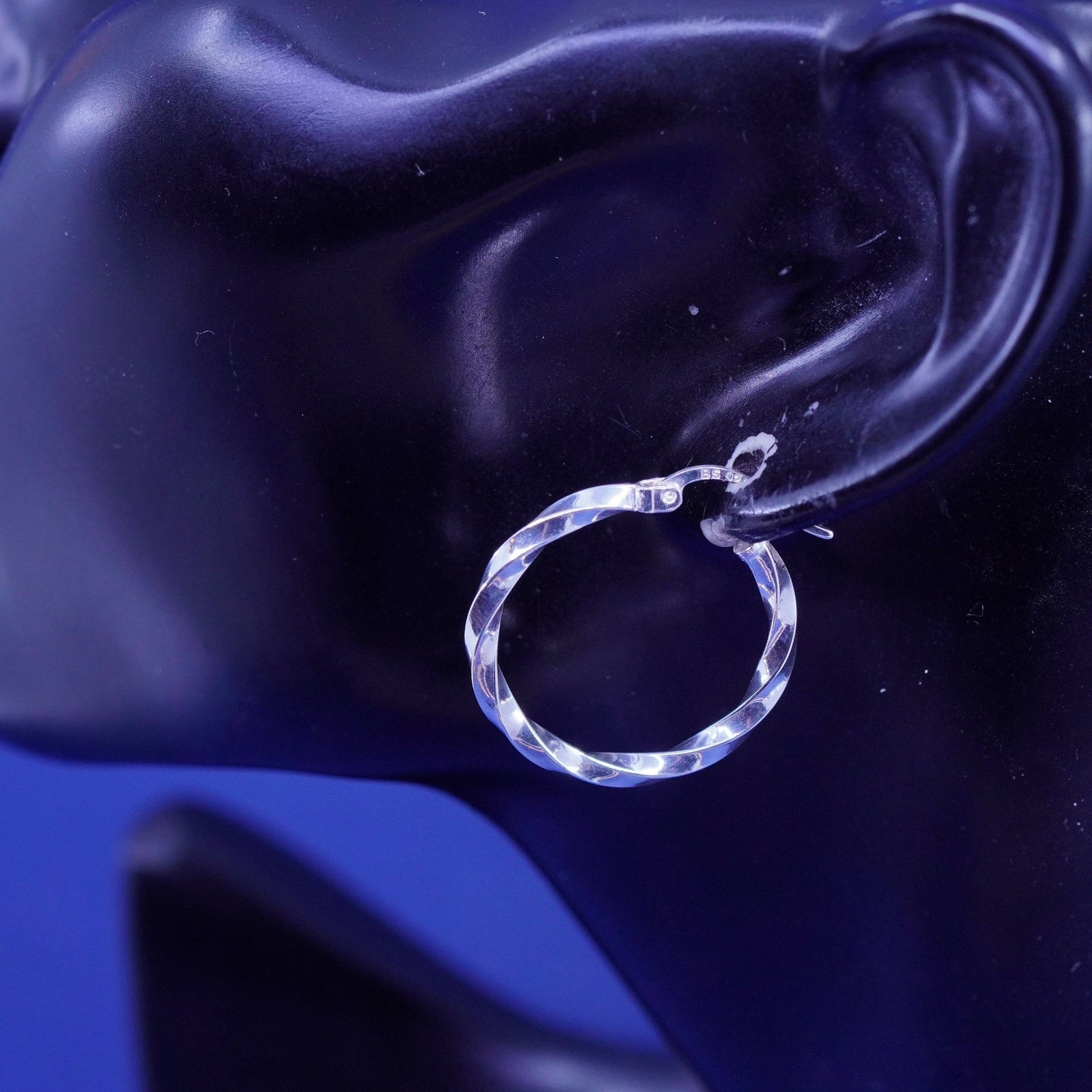 1”, Sterling silver handmade earrings, twisted 925 modern minimalist hoops