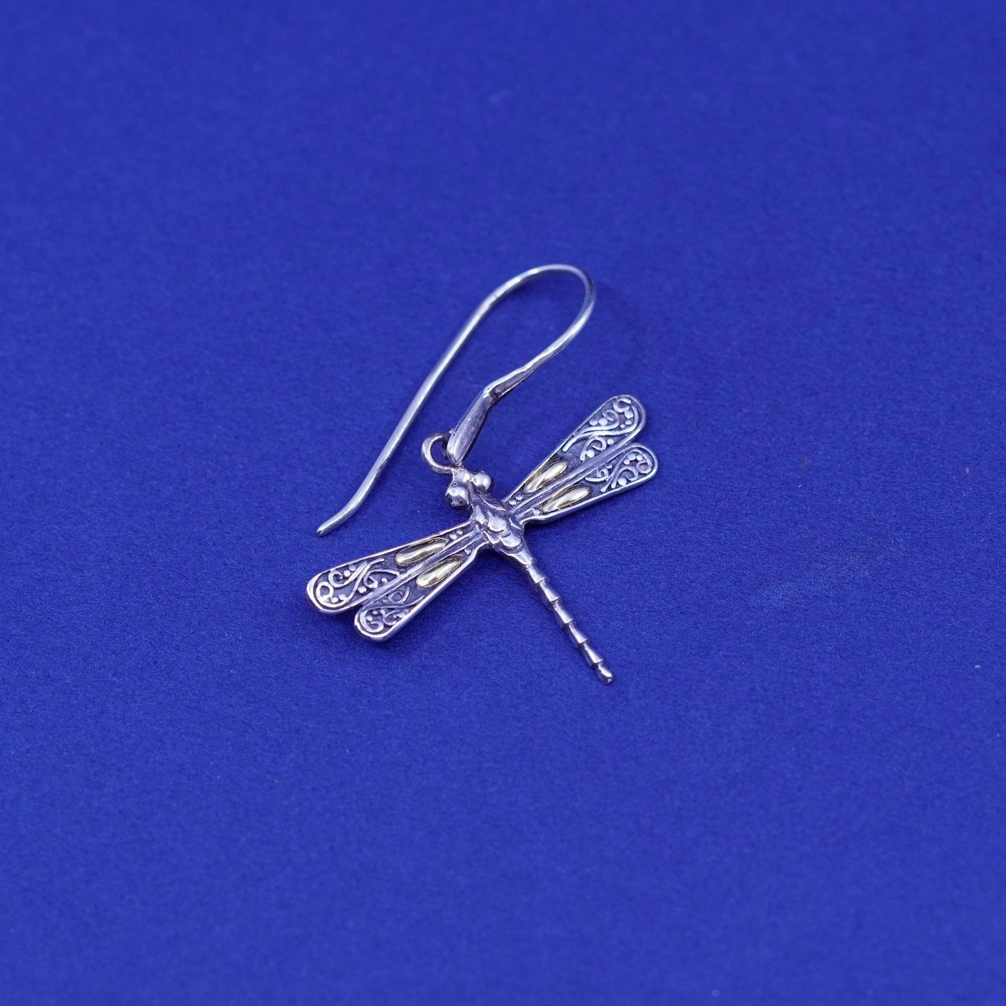 Phillip Gavriel sterling silver earrings, southwestern 925 dragonfly 18K gold