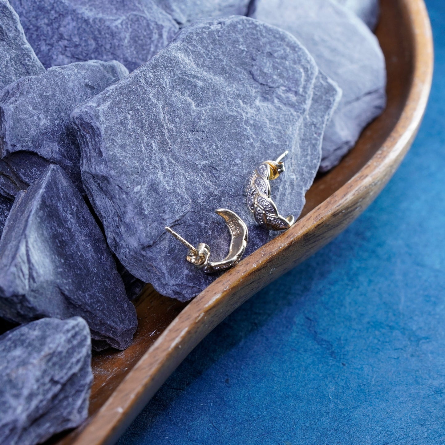 0.5”, Vermeil gold over Sterling 925 silver earrings, hoops, huggie w/ diamond