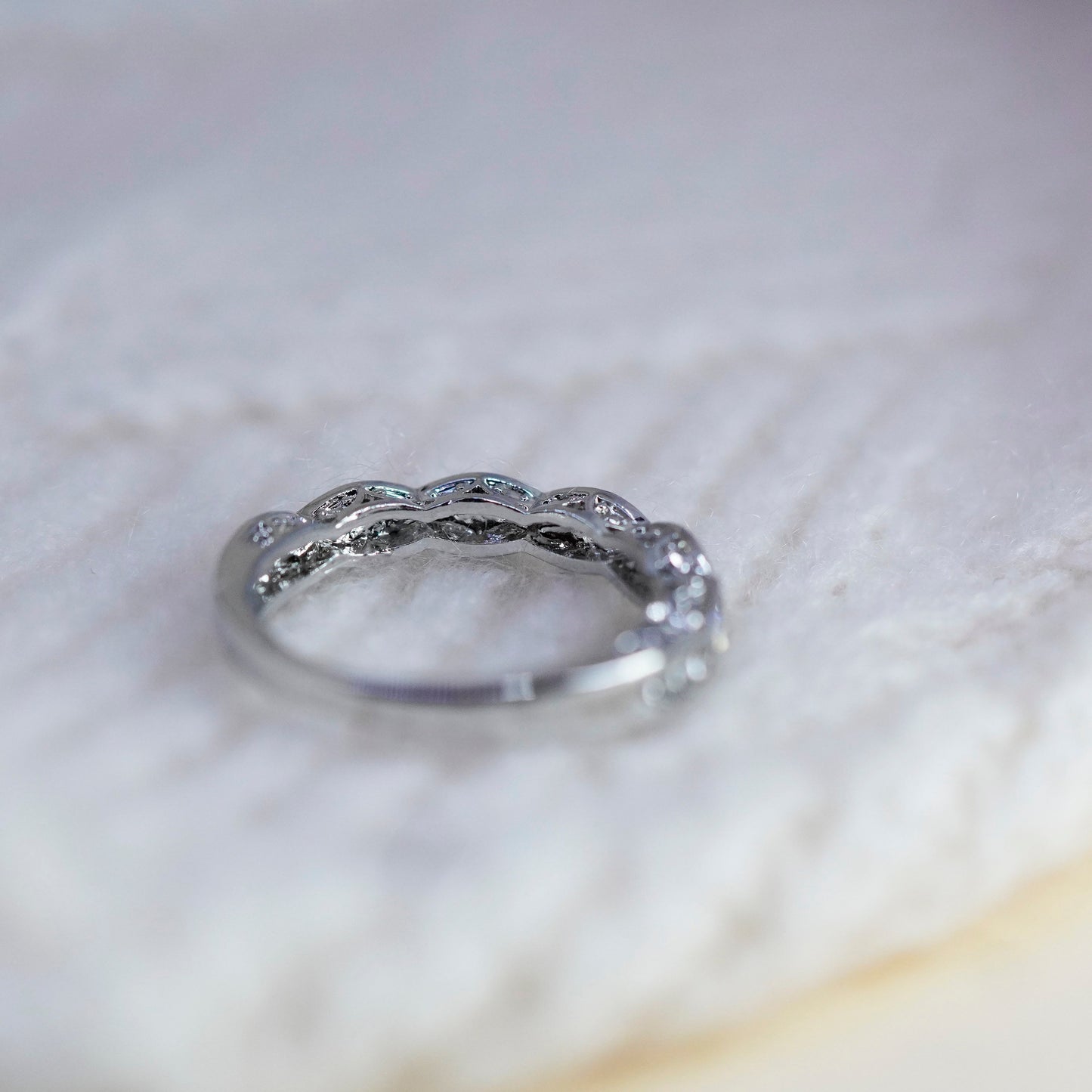 Size 6.5, sterling 925 silver ring cluster round CZ, stackable wedding band