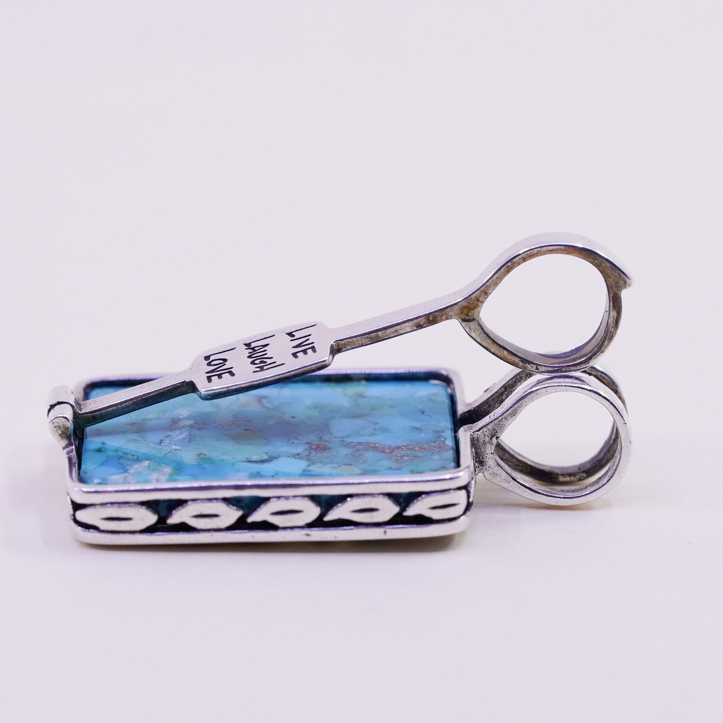 vintage silpada sterling silver pendant, 925 life of tree with Square Turquoise