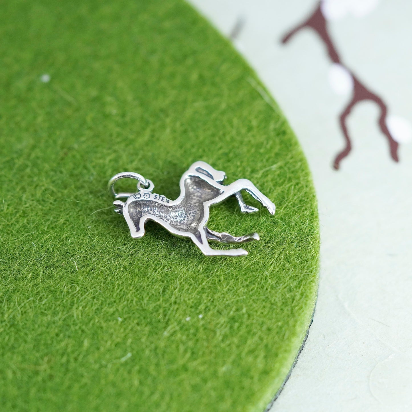 Handmade vintage Sterling silver pendant, 925 horse charm