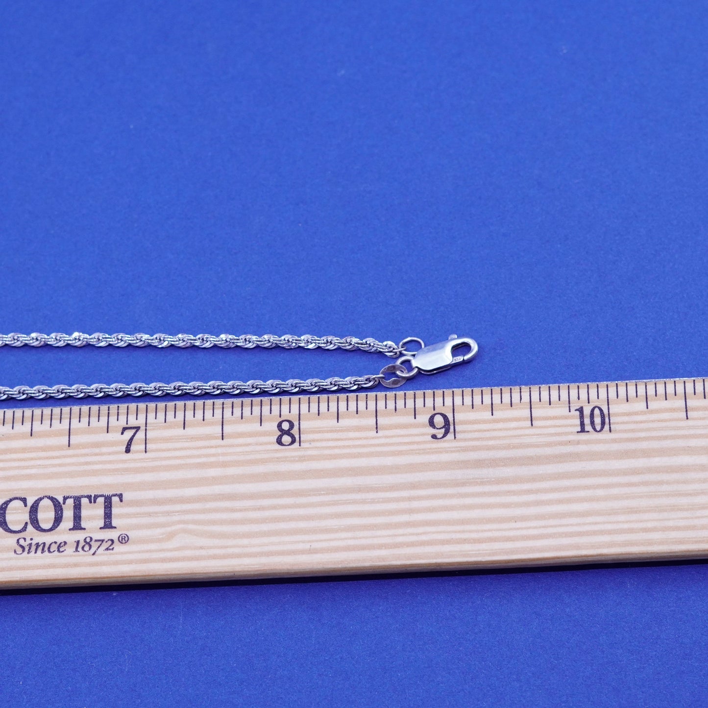 18”, 2mm, vintage Sterling silver handmade necklace, 925 rope chain